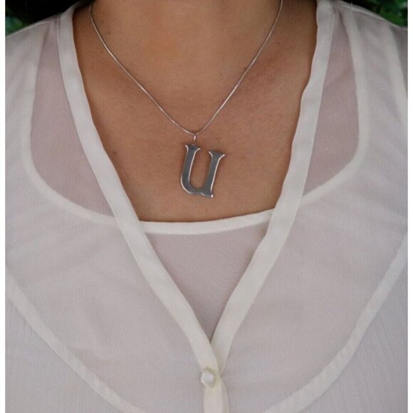 Pendant Only Sterling Silver Letter U Pendant Initial U Silpada - Picture 4 of 6